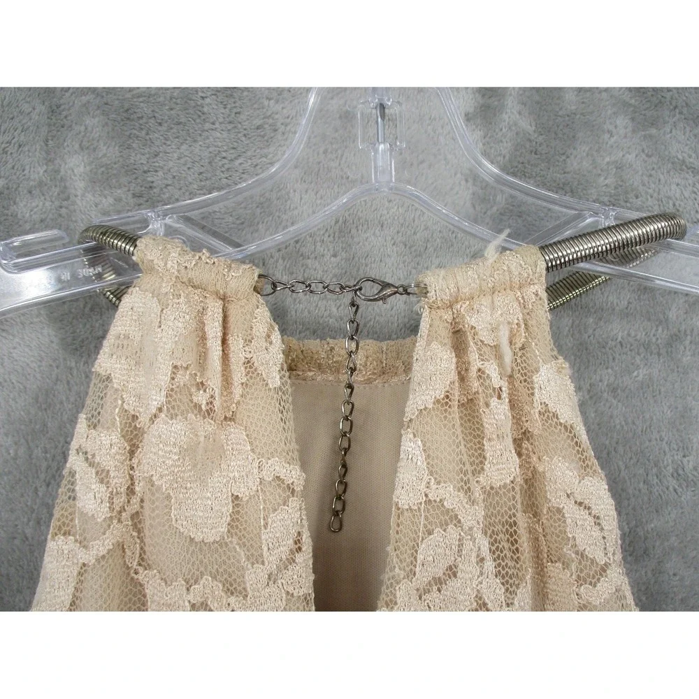 Xscape Dress Womens 4 Sheer Floral  Lace Trumpet Gown Feminine Wedding Lined Tan - Picture 9 of 14